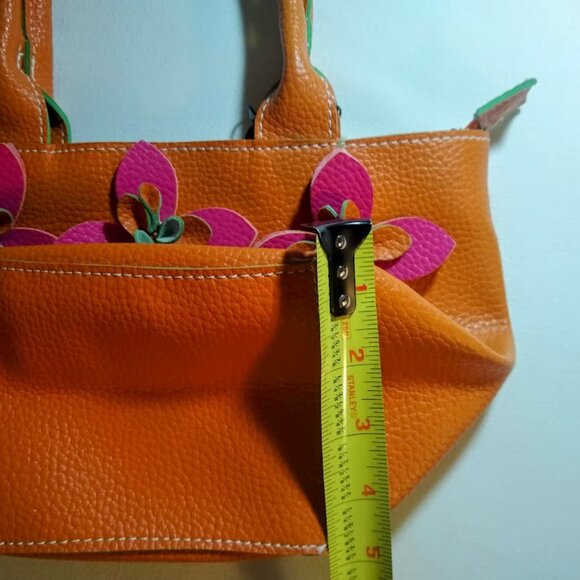 NWT  Mellow World  Orange + Pink flowers   small tote bag - Picture 7 of 11